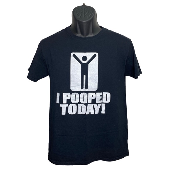 UNBRANDED Youth M Black White Short Sleeve T-Shirt “I Pooped Today!” Funny - Picture 1 of 2